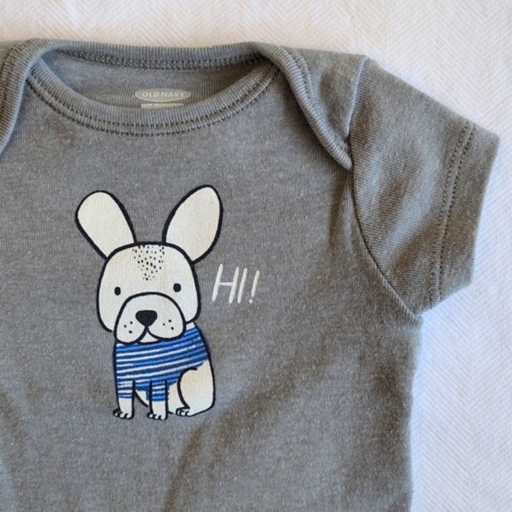 old navy dog graphic short sleeve bodysuit diaper shirt up to 7 lbs. baby boy